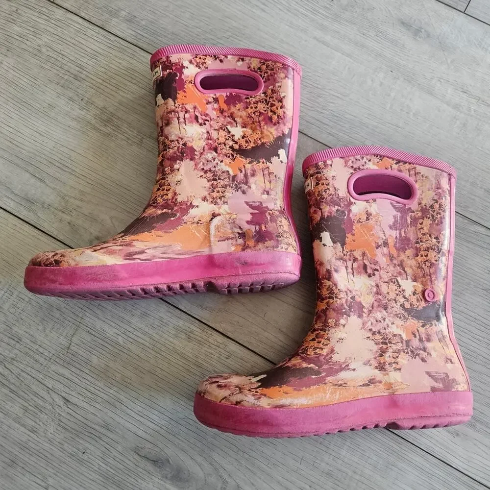 Hunter Pink and Brown Rain Boots